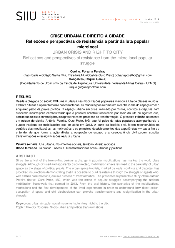(PDF) Crise urbana e direito à cidade: reflexões e perspectivas de ...