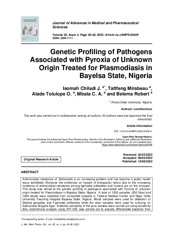 (PDF) Genetic Profiling of Pathogens Associated with Pyroxia of Unknown ...