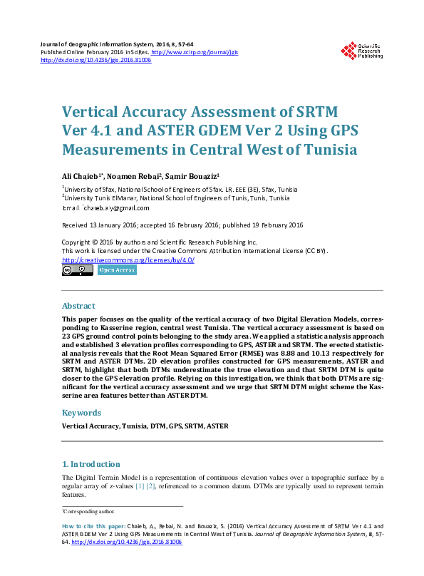 (PDF) Vertical Accuracy Assessment of SRTM Ver 4.1 and ASTER GDEM Ver 2 ...