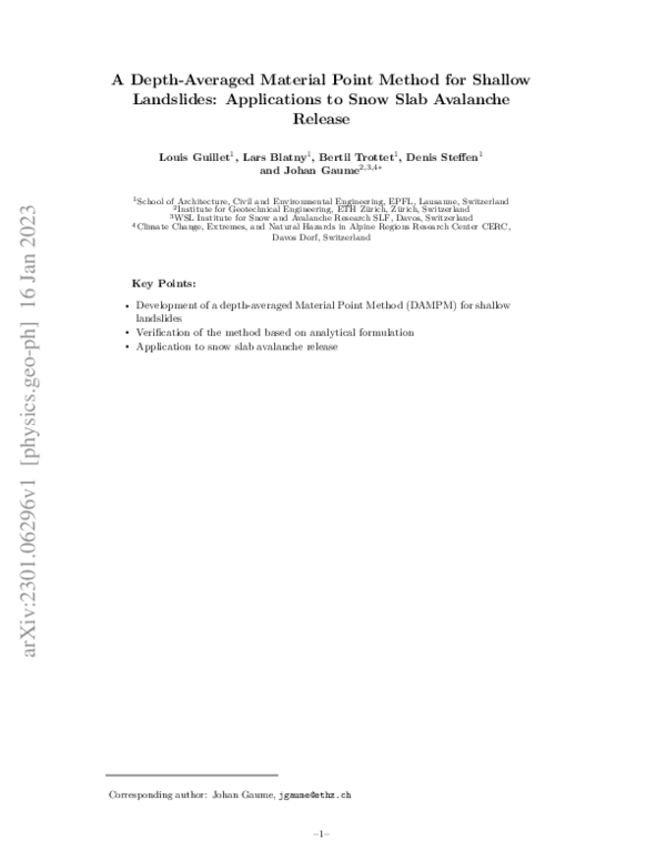 (PDF) A Depth‐Averaged Material Point Method for Shallow Landslides ...