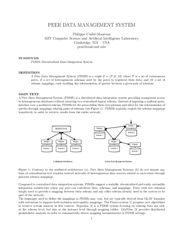 (PDF) Peer Data Management System