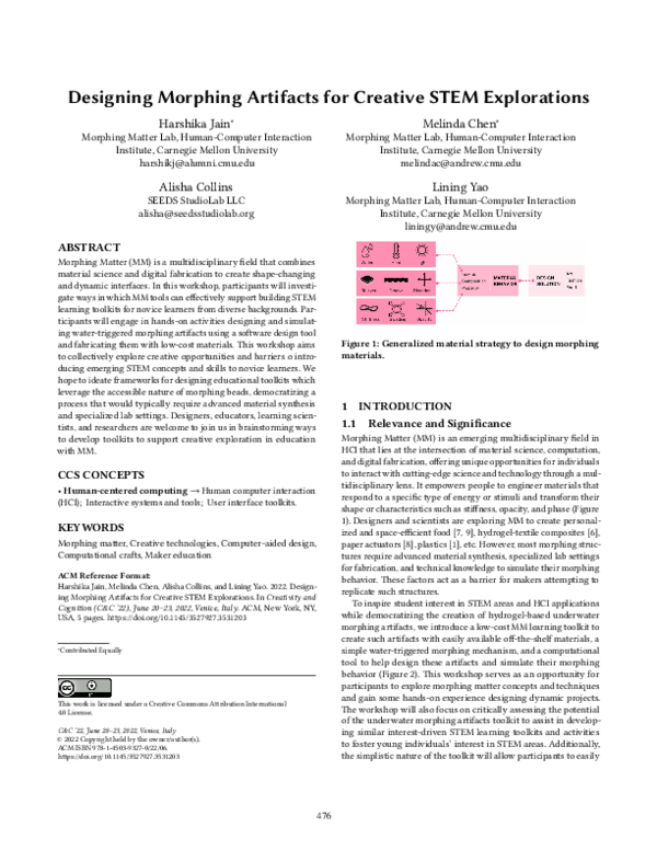 (PDF) Designing Morphing Artifacts for Creative STEM Explorations