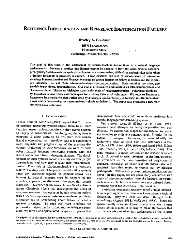 (PDF) Reference identification and reference identification failures