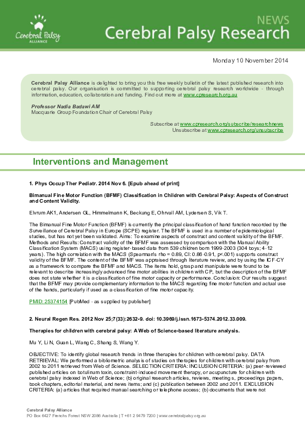 (PDF) Bimanual Fine Motor Function (BFMF) Classification in Children ...