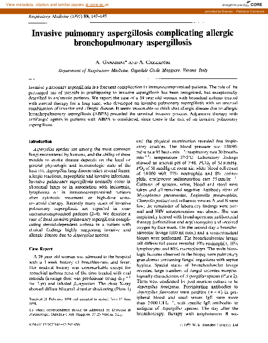 (PDF) Invasive Aspergillosis in Asthmatic Patients
