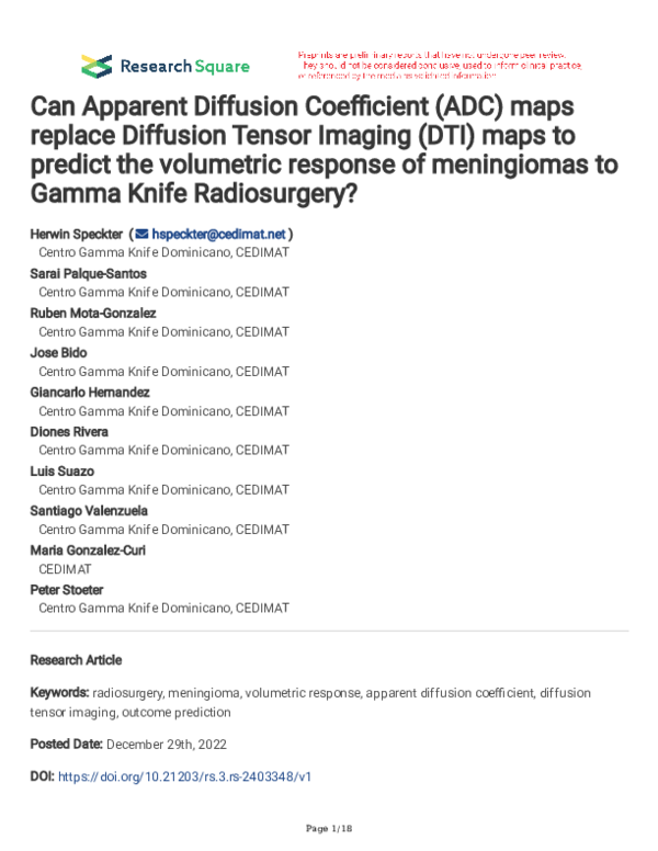 (PDF) Can Apparent Diffusion Coefficient (ADC) maps replace Diffusion ...