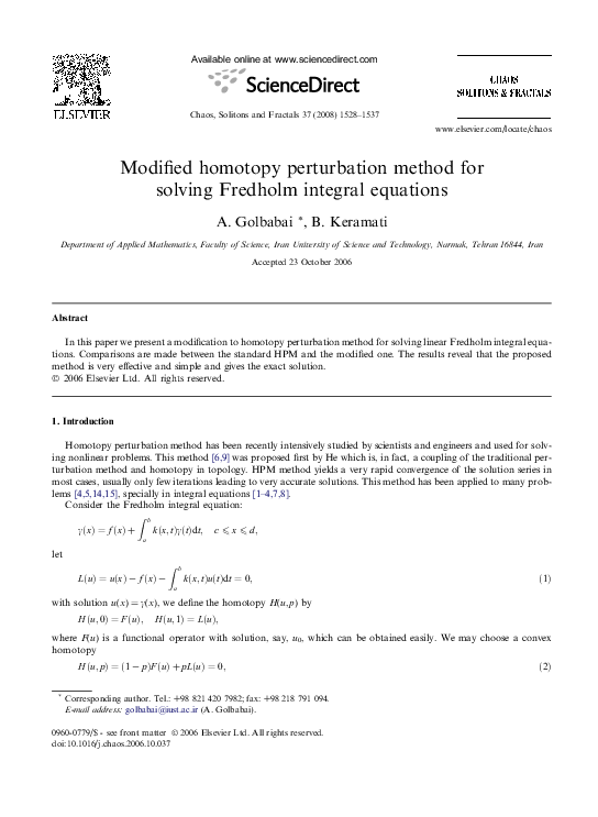 (PDF) The modified homotopy perturbation method for solving strongly ...