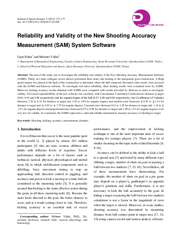 (PDF) Reliability and Validity of the New Shooting Accuracy Measurement ...