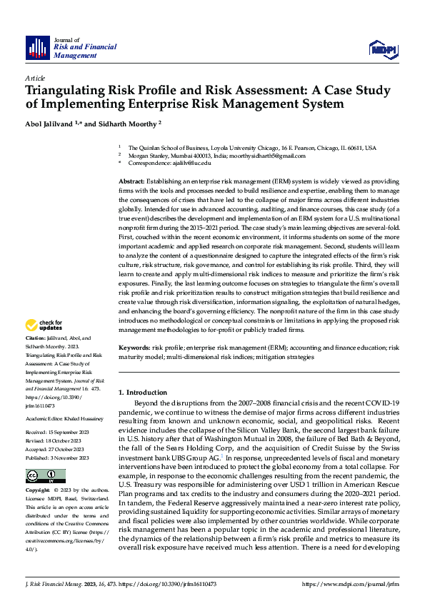 (PDF) Triangulating Risk Profile and Risk Assessment: A Case Study of ...