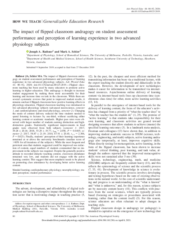 (PDF) The impact of flipped classroom andragogy on student assessment ...