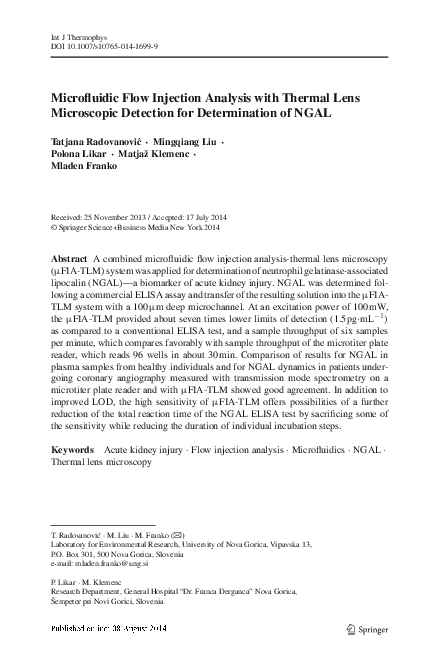 (PDF) Microfluidic Flow Injection Analysis with Thermal Lens ...