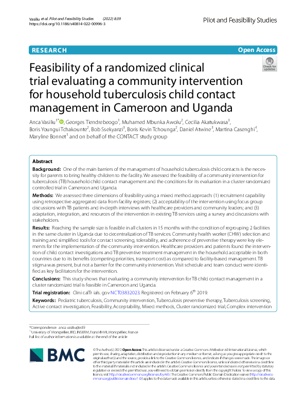 (PDF) Feasibility of a randomized clinical trial evaluating a community ...