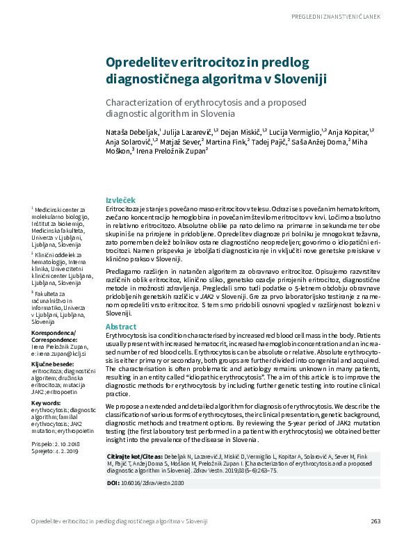 (PDF) Opredelitev eritrocitoz in predlog diagnostičnega algoritma v ...