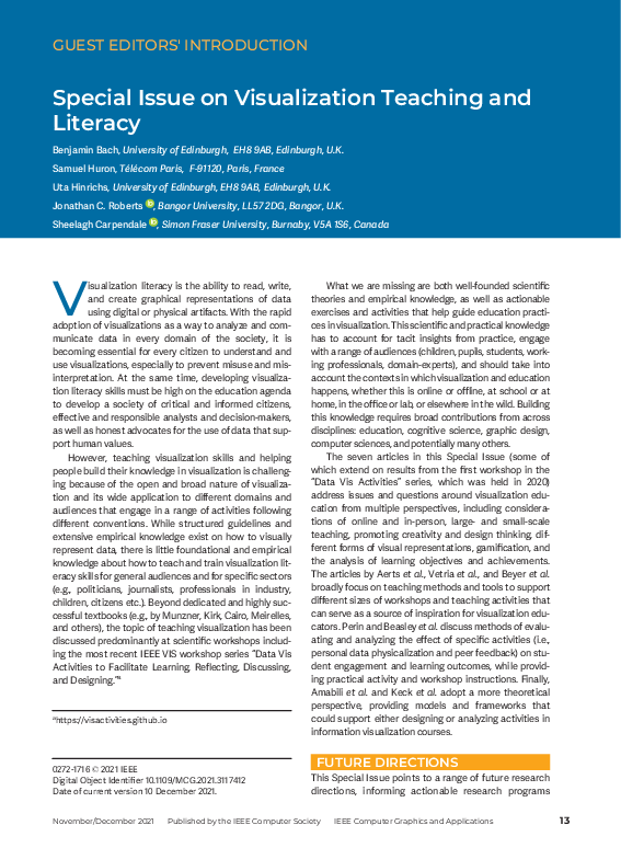 (PDF) Special Issue on Visualization Teaching and Literacy