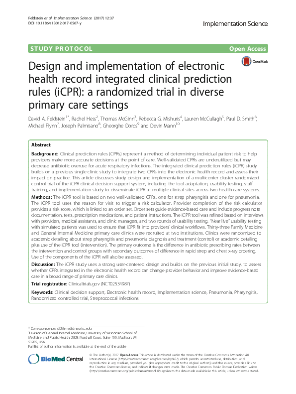 (PDF) Design and implementation of electronic health record integrated ...