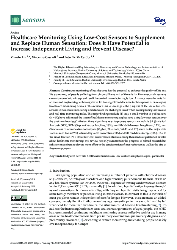 (PDF) Healthcare Monitoring Using Low-Cost Sensors to Supplement and ...