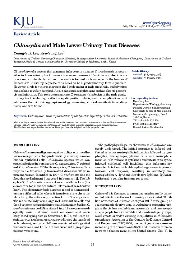 (PDF) Chlamydia and male lower urinary tract diseases