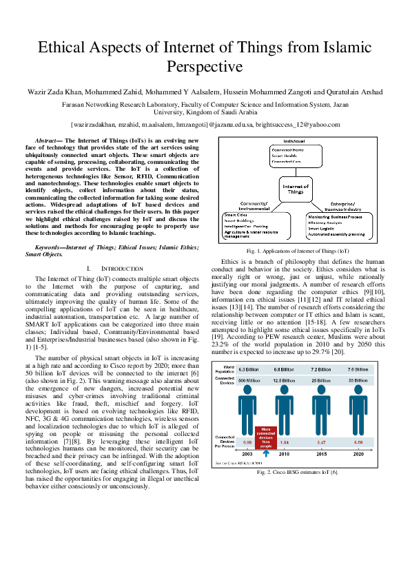 (PDF) Ethical Aspects of Internet of Things from Islamic Perspective