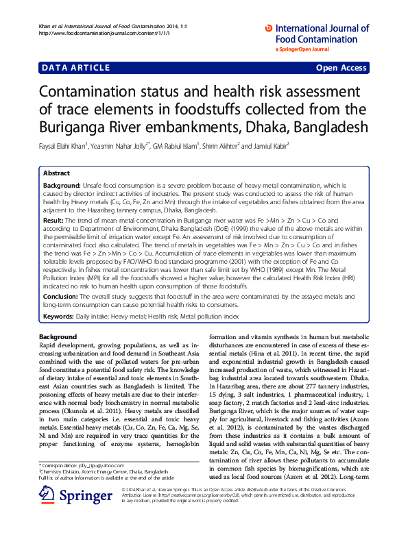 (PDF) Contamination status and health risk assessment of trace elements ...