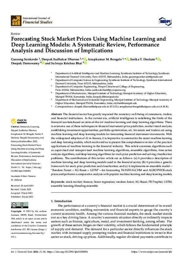 (PDF) Forecasting Stock Market Prices Using Machine Learning and Deep ...