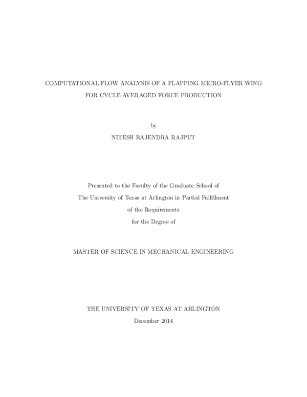(PDF) Computational flow analysis of a flapping micro-flyer wing for ...