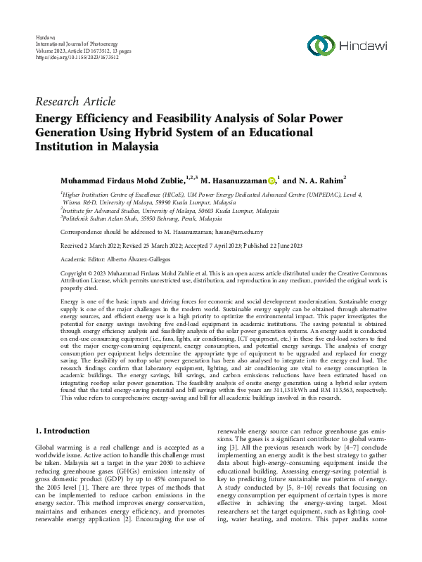 (PDF) Energy Efficiency and Feasibility Analysis of Solar Power ...