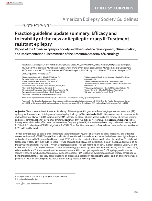 (PDF) Practice guideline update summary: Efficacy and tolerability of ...