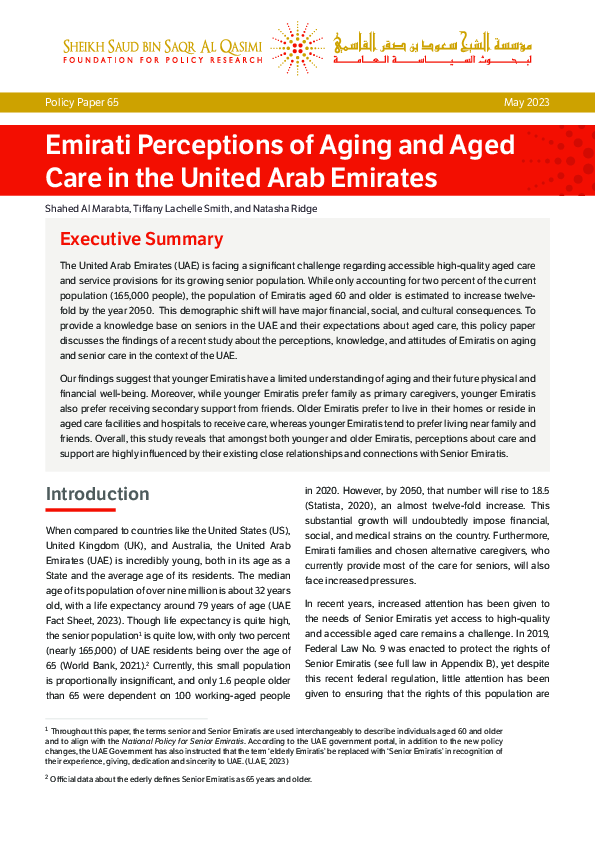 (PDF) Emirati Perceptions of Aging and Aged Care in the United Arab ...