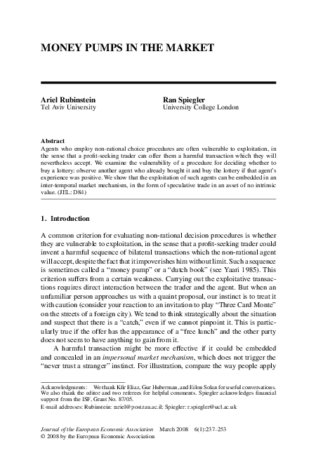 Money Pumps in the Market