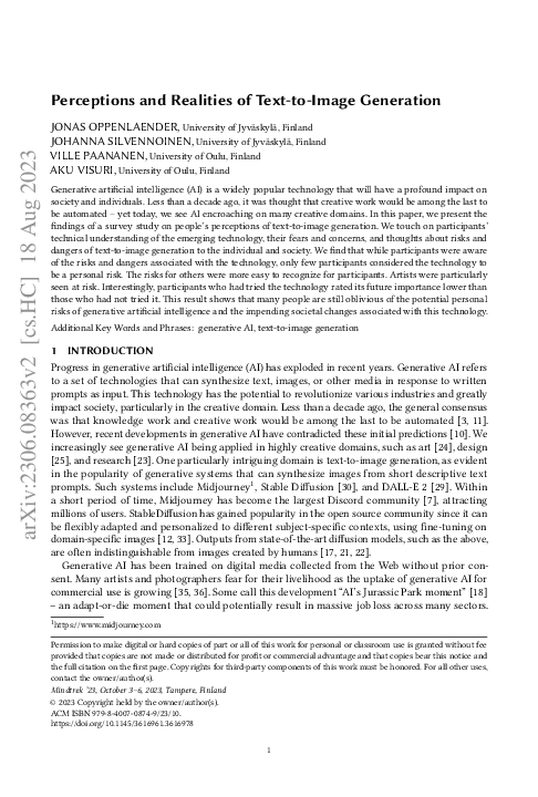 (PDF) Perceptions and Realities of Text-to-Image Generation