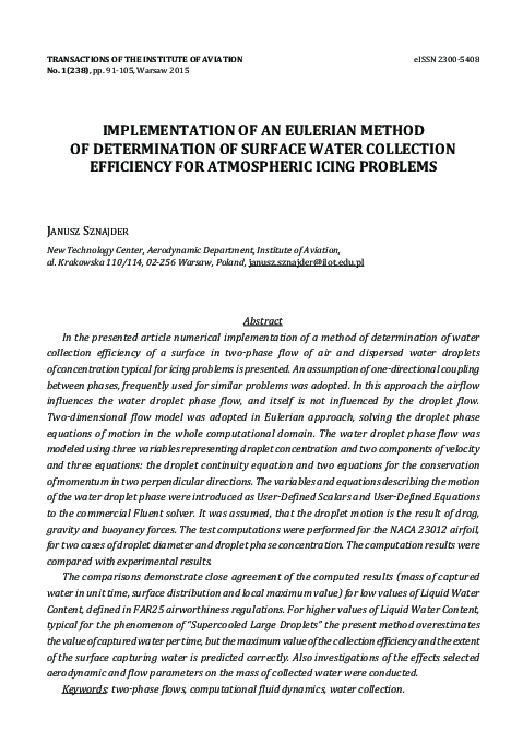 (PDF) Implementation of an Eulerian Metod of Determination of Surface ...