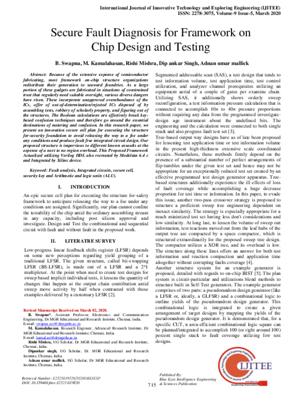 (PDF) Secure Fault Diagnosis for Framework on Chip Design and Testing