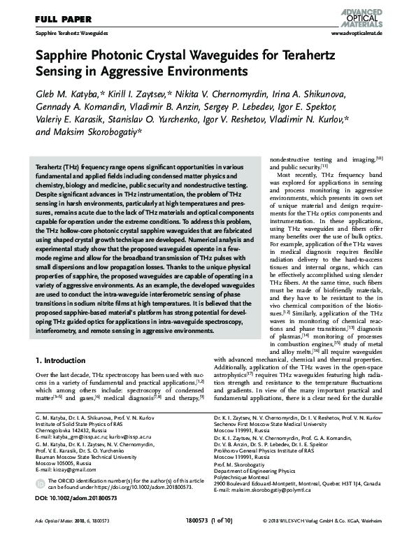 (PDF) Sapphire Photonic Crystal Waveguides for Terahertz Sensing in ...