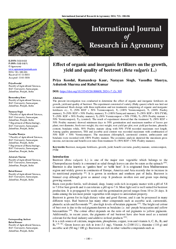 (PDF) Effect of organic and inorganic fertilizers on the growth, yield ...