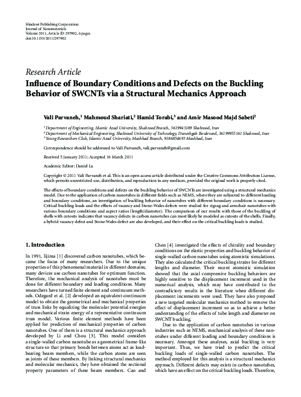 (PDF) Influence of Boundary Conditions and Defects on the Buckling ...