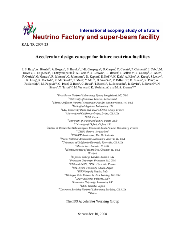 (PDF) Accelerator design concept for future neutrino facilities