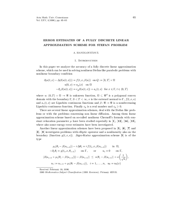 (PDF) Error estimates of a fully discrete linear approximation scheme ...