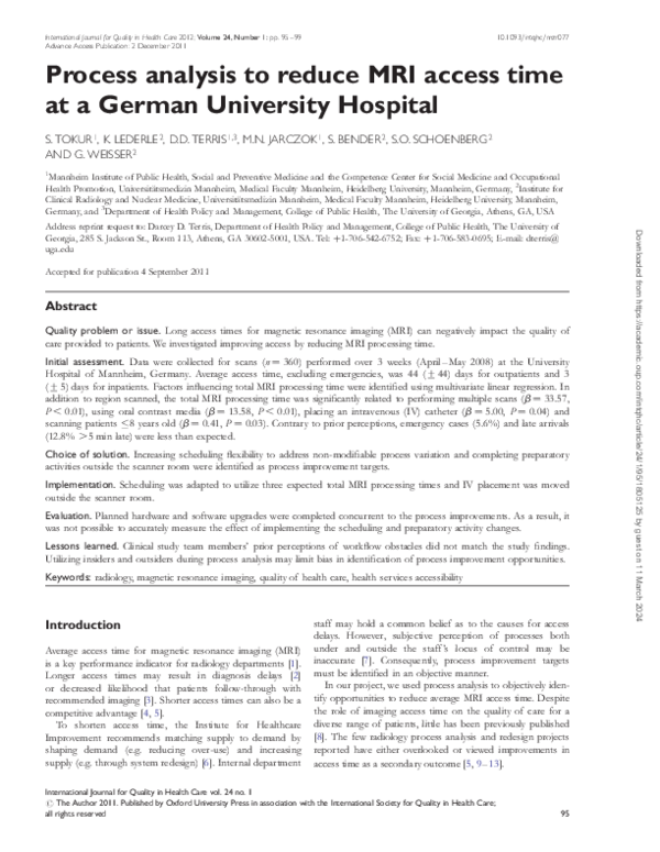 (PDF) Process analysis to reduce MRI access time at a German University ...