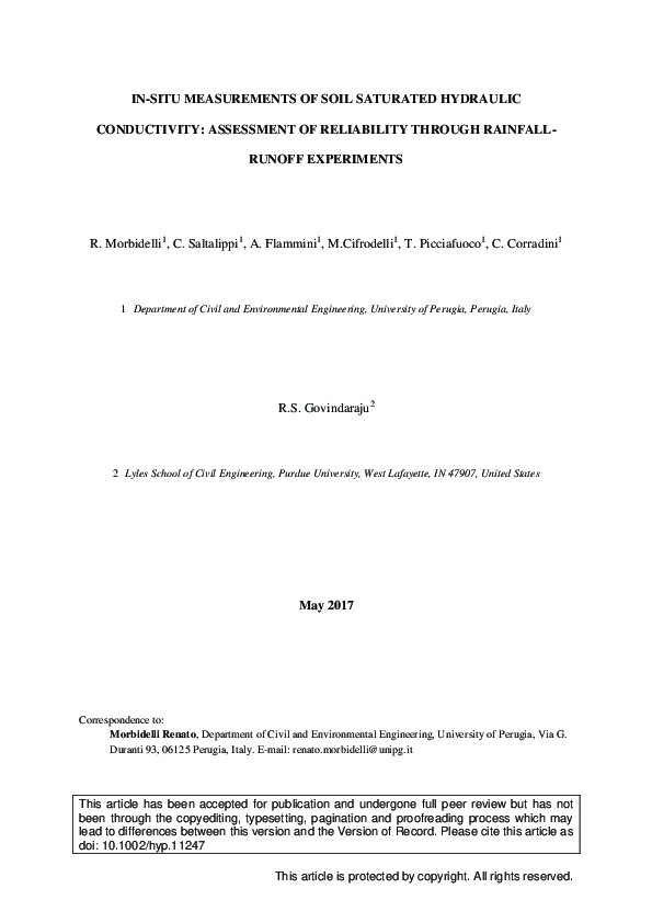 (PDF) In situ measurements of soil saturated hydraulic conductivity ...