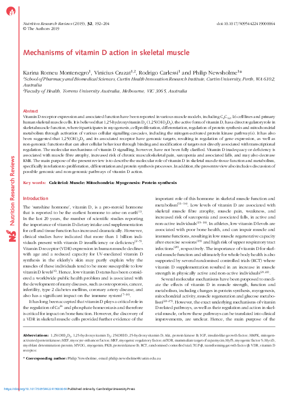 (PDF) Mechanisms of vitamin D action in skeletal muscle