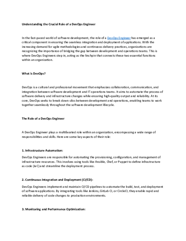 (DOC) Understanding the Crucial Role of a DevOps Engineer