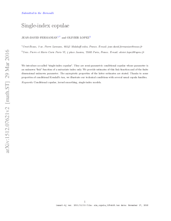(PDF) Single-index copulae