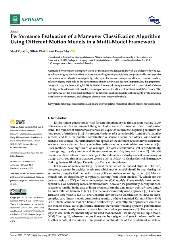 (PDF) Performance Evaluation of a Maneuver Classification Algorithm ...