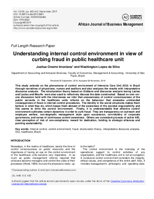 (PDF) Understanding internal control environment in view of curbing ...