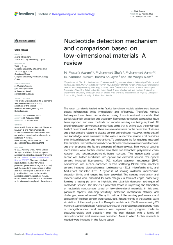 (PDF) Nucleotide detection mechanism and comparison based on low ...