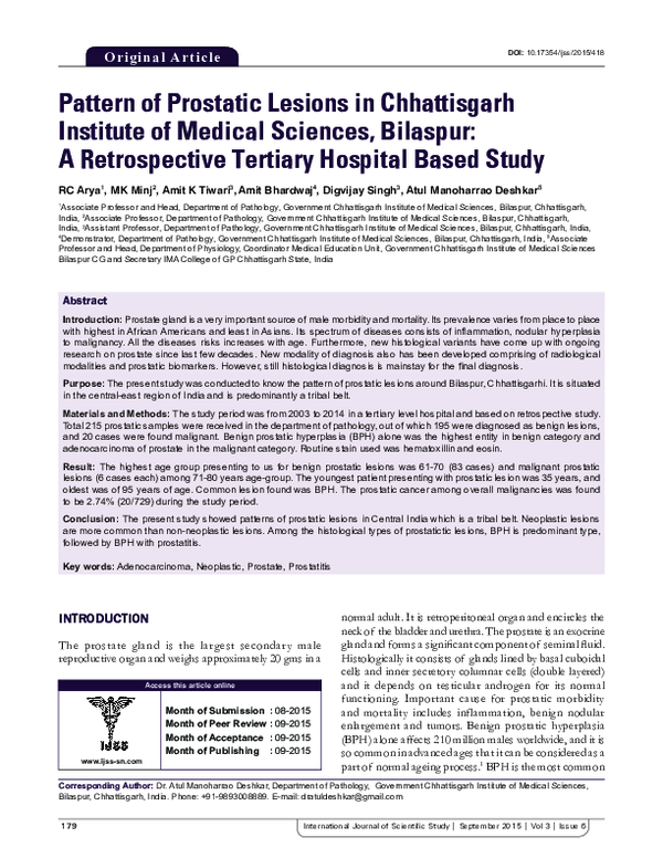 (PDF) Pattern of Prostatic Lesions in Chhattisgarh Institute of Medical ...