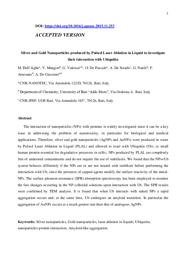 (PDF) Silver and gold nanoparticles produced by pulsed laser ablation ...