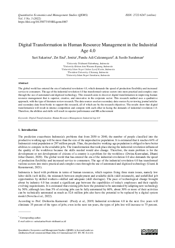 (PDF) Digital Transformation in Human Resource Management in the ...