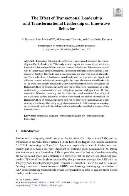 (PDF) The Effect of Transactional Leadership and Transformational ...