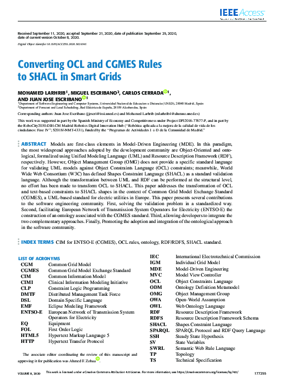 (PDF) Converting OCL and CGMES Rules to SHACL in Smart Grids